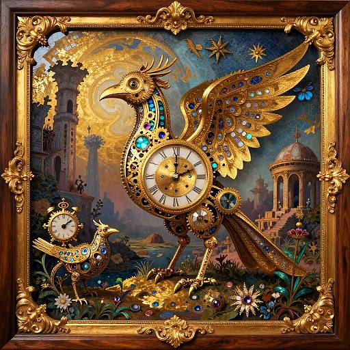 Gilded Clockwork Gryphon Neo-Rococo Dream