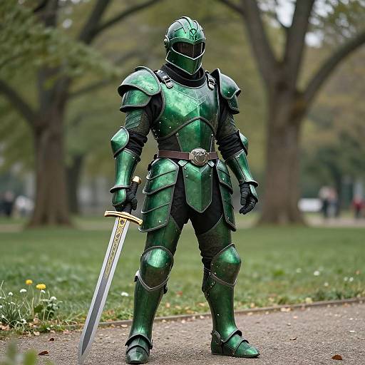 Man in Green Armor with Sword