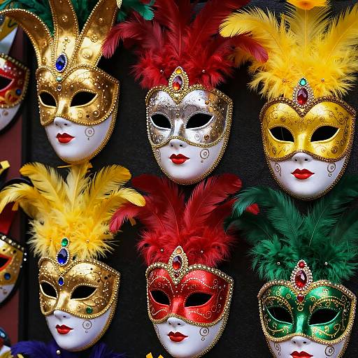 Vibrant Close-Up of Carnival Masks
