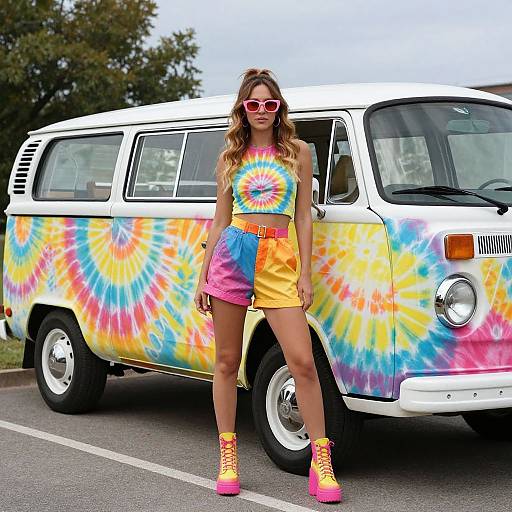 Psychedelic Tie-Dye Volkswagen Scene