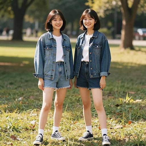 Boyish Short Hair Girls in Denim