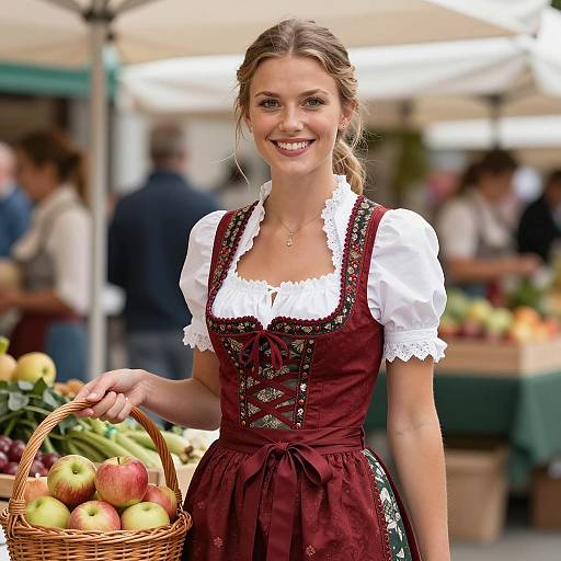Charming Bavarian Woman at Market