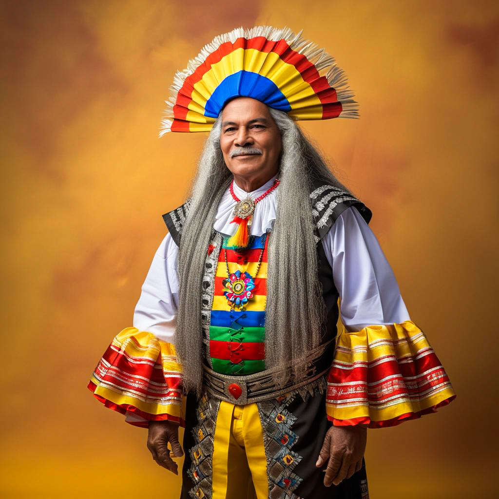 Proud Elder in Traditional Colombian Costume