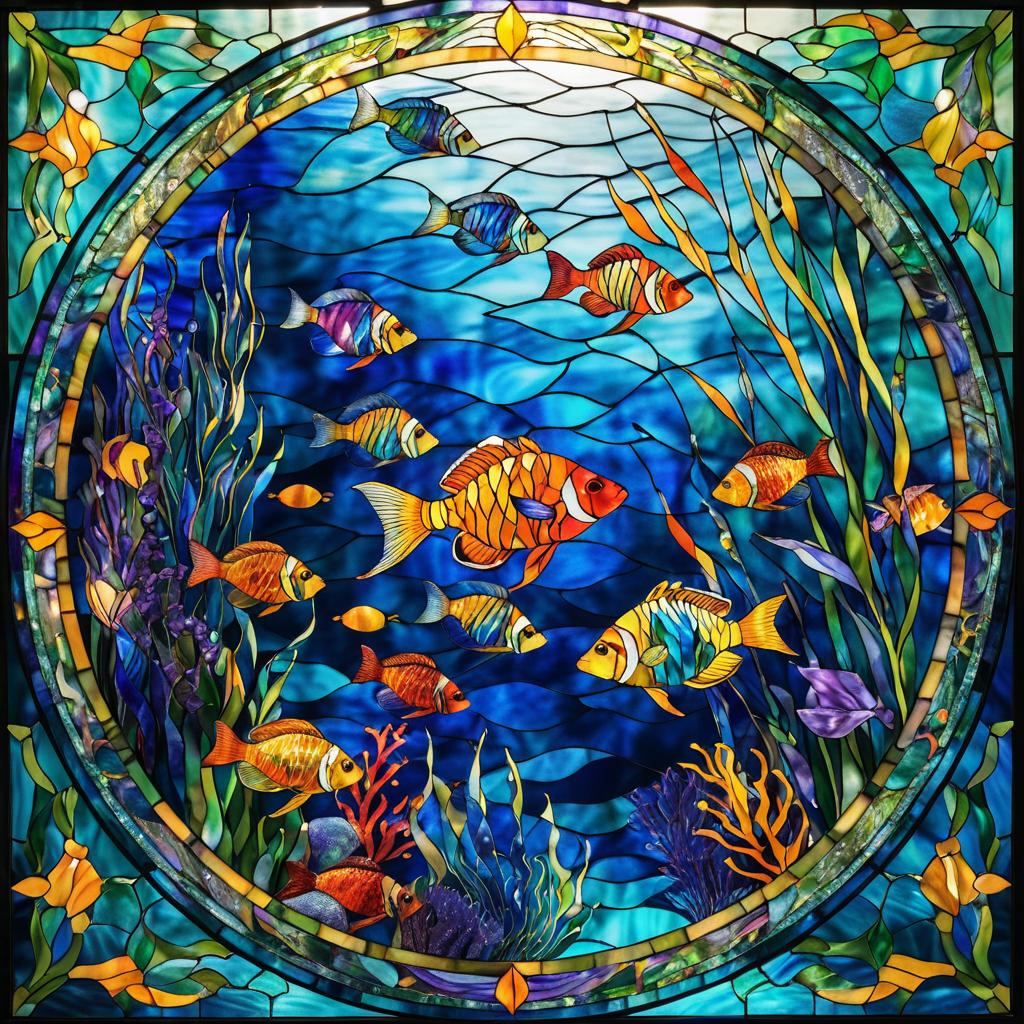 Vibrant Underwater Stained Glass Artwork