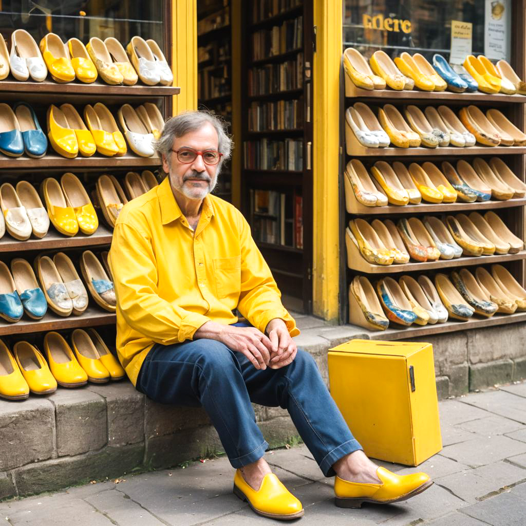 Artistic Musician by a Cozy Bookshop