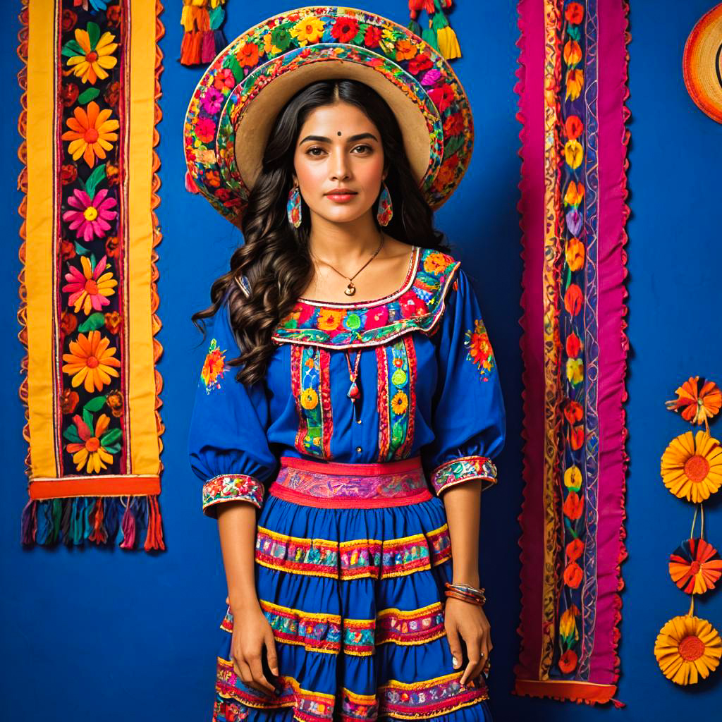 Vibrant Mexican Woman in Traditional Attire