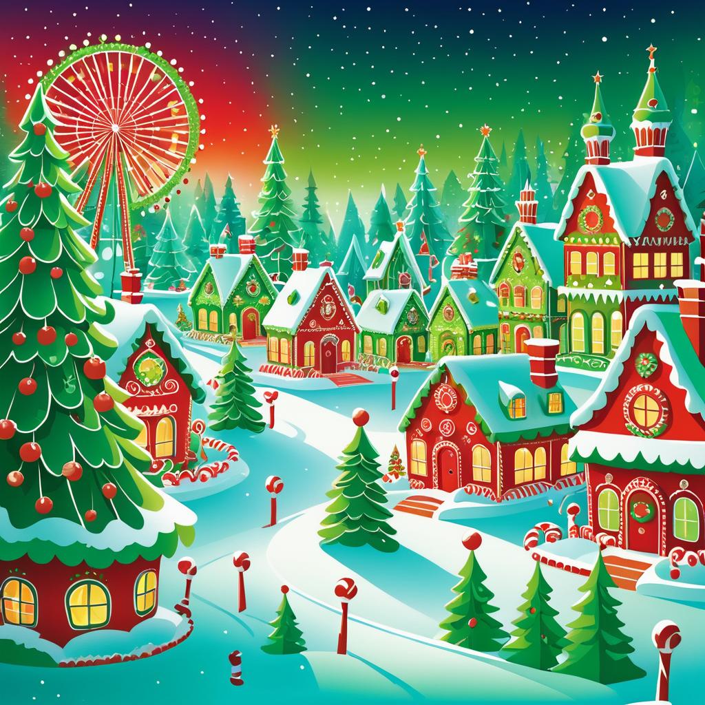 Whimsical Winter Wonderland Park Illustration