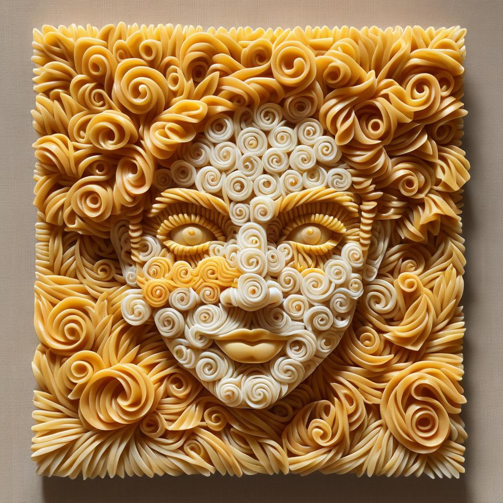 Creative Pasta Mosaic Artwork Portrait