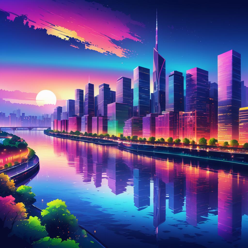 Vibrant City Skyline at Twilight