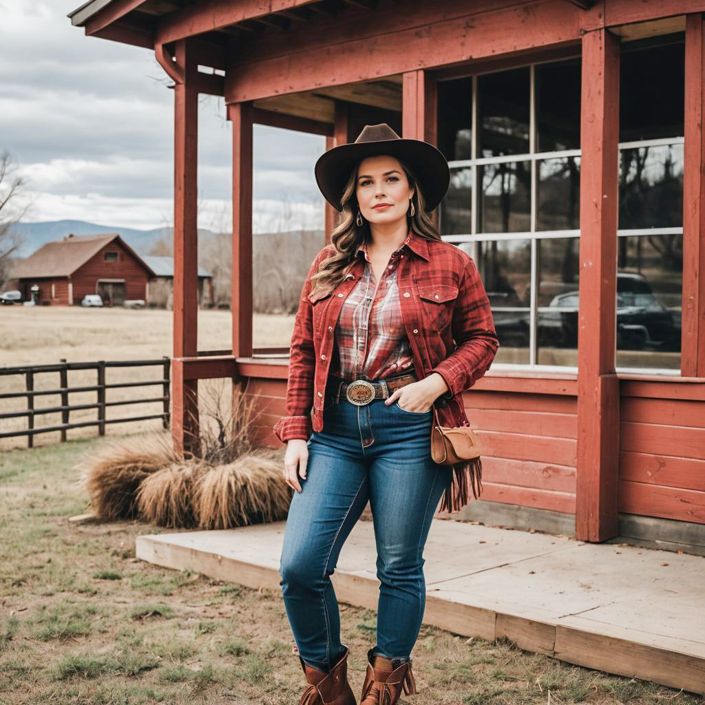 Curvy Cowgirl in Vintage Western Fashion