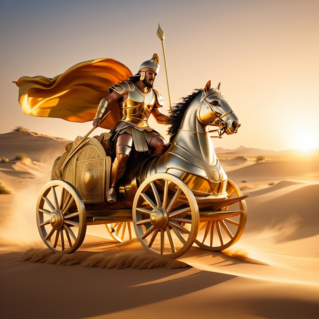 Epic Greek Chariot in Desert Light