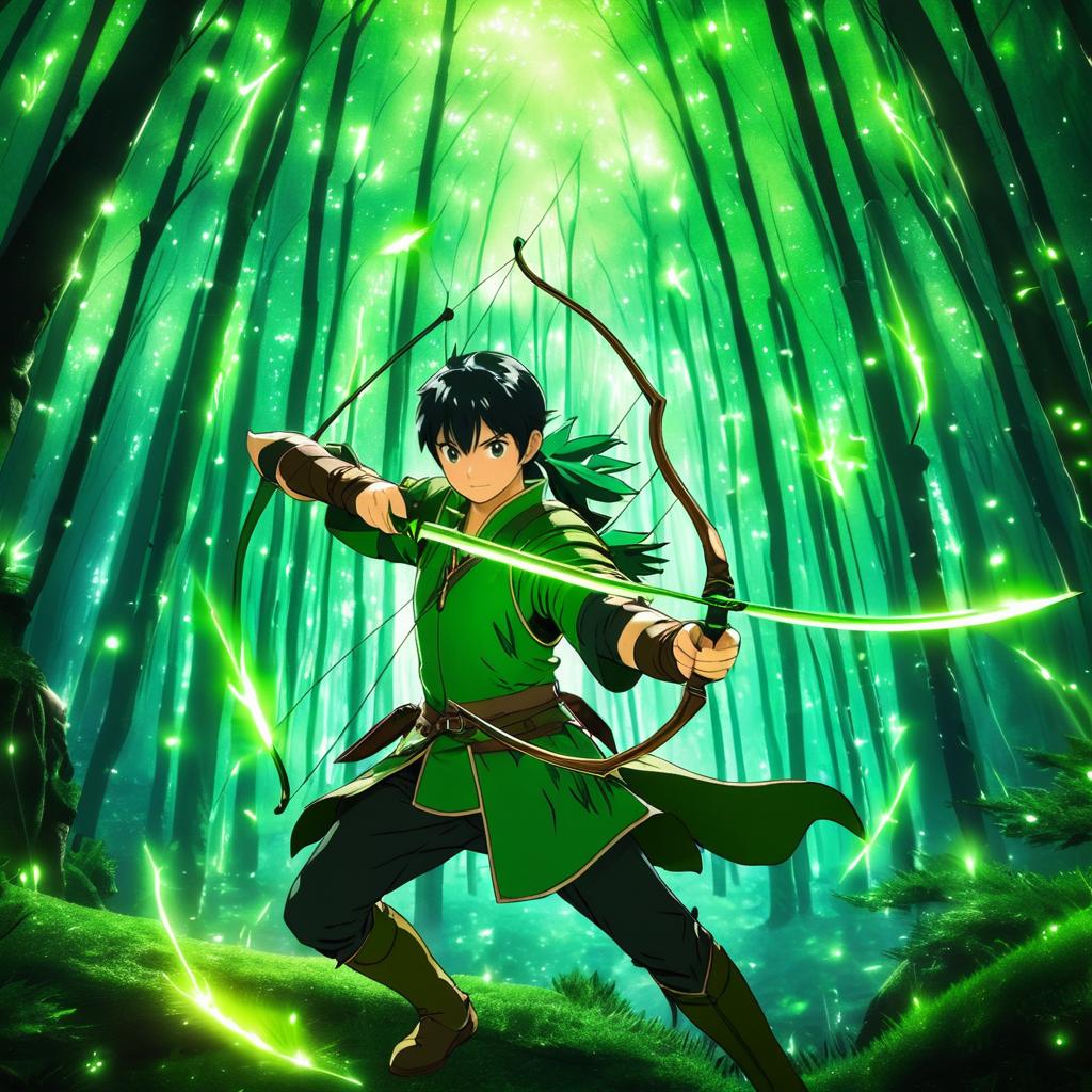 Enchanted Archer in Gritty Anime Style