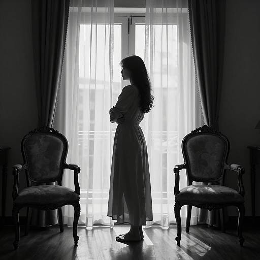 Moody Silhouette by Window