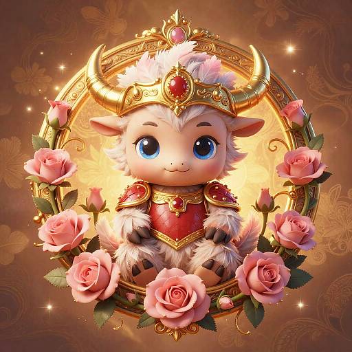 Chibi Baby Yak Tribal Medallion