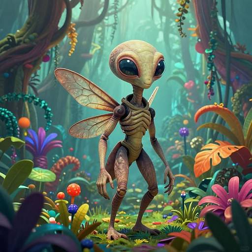 Insectoid Humanoid Alien in Jungle