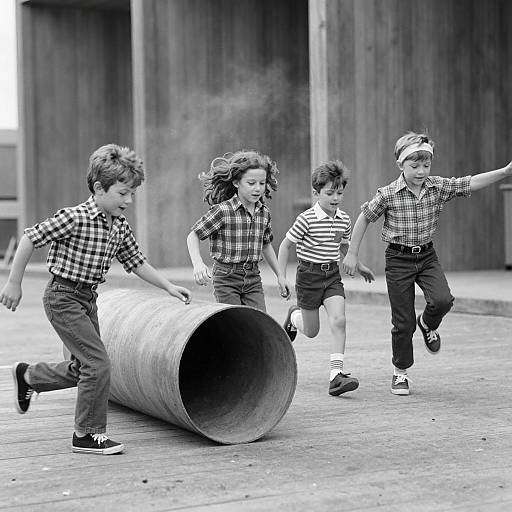 Vintage Childhood Adventure in Black and White