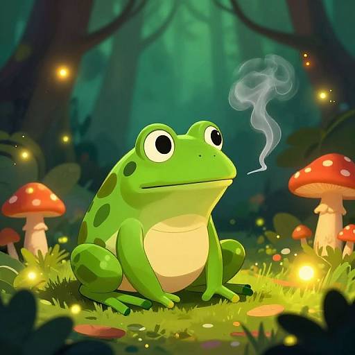 Pepe in Whimsical Glowing Forest