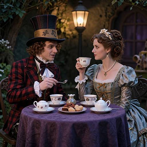 Victorian Tea Party with Mad Hatter and Lady