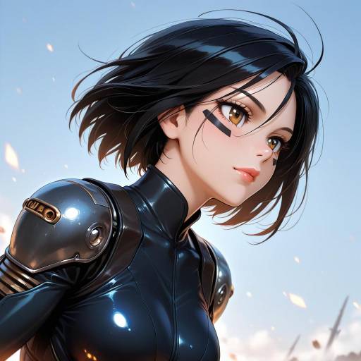 Illustration of Alita, battle angel alita in the style of Inunoko.
