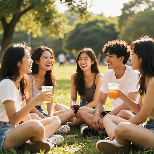 Young Friends Laughing on a Sunny Day