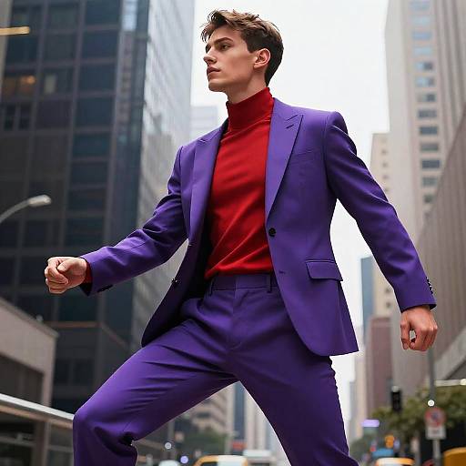 Futuristic Purple-Red Urban Fashion