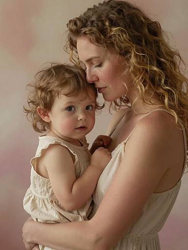 Tender Mother and Daughter Embrace