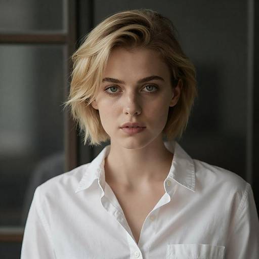 Intense Gaze of a Young Blonde Woman