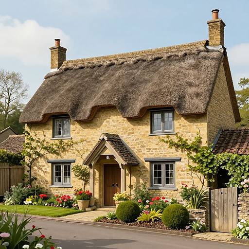 Charming Thatched Cottage Illustration