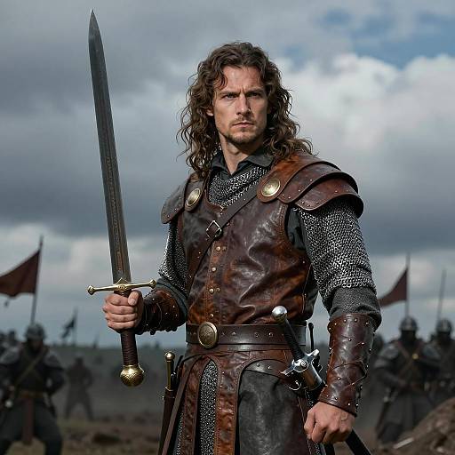 Brave Warrior in Battle-Ready Stance