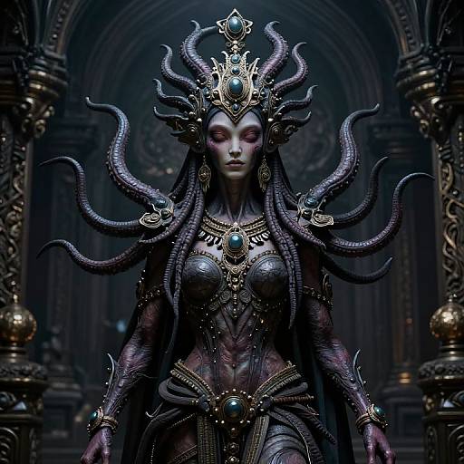 Alien Goddess with Tentacle Headgear