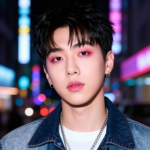 Vibrant Neon Portrait of Gay Korean Actor