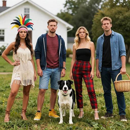 Outdoor Family Photo with Vibrant Attire