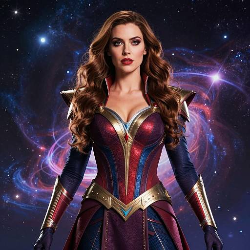 Galactus Costume Woman in Cosmic Background