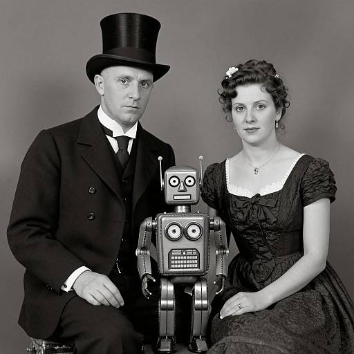 Vintage Family Portrait with Robot