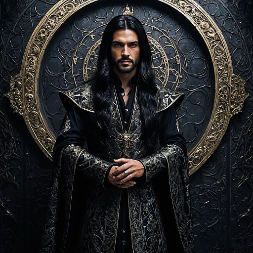 Frowning Spellcaster in Wizard Outfit Frowning Spellcaster in Wizard Outfit