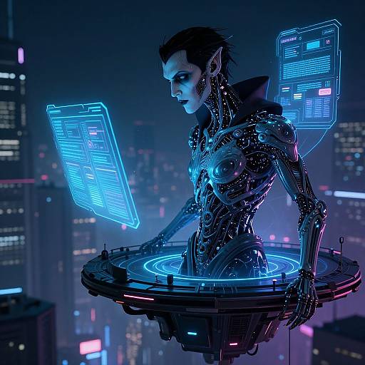 Futuristic Vampire AI in Cyberpunk City