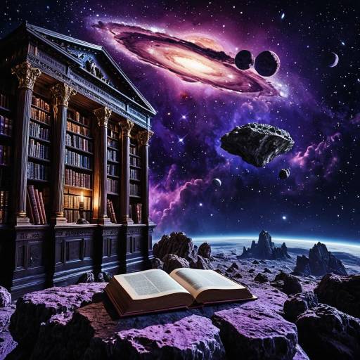 Majestic Ancient Library in Cosmic Space Majestic Ancient Library in Cosmic Space