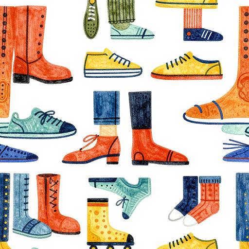 Whimsical Footwear Clip Art Pattern