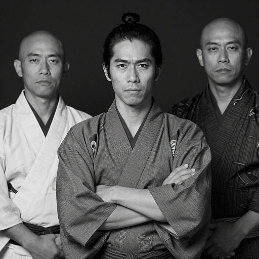 Three Japanese Men in Traditional Yukatas
