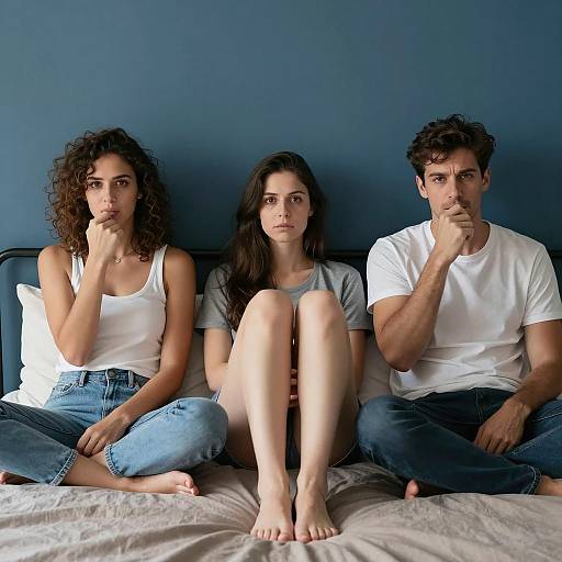 Intimate Bed Scene with Three Characters