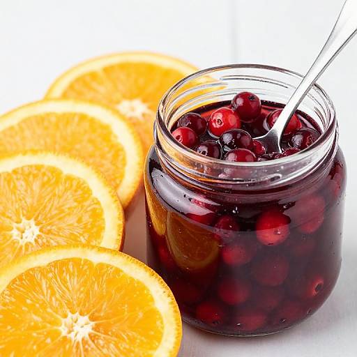 Vibrant Orange Slices and Cranberry Jar