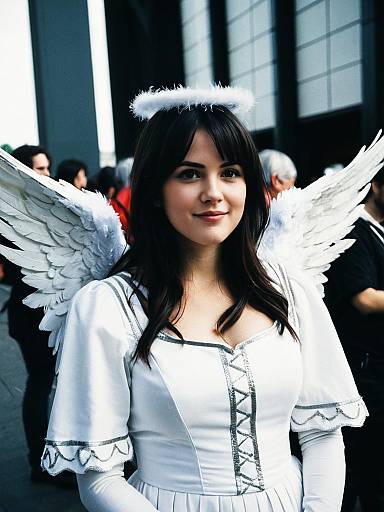 Woman in Angel Costume at Fantasy Event