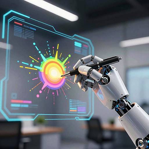 Futuristic Robotic Hand Drawing Vector Art