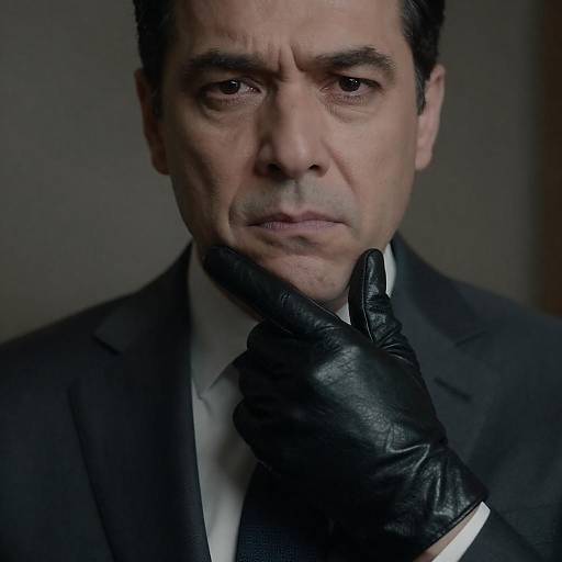 Tense Man in Dark Suit Portrait