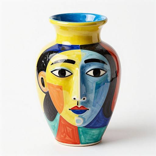 Vibrant Cubist Ceramic Vase Design