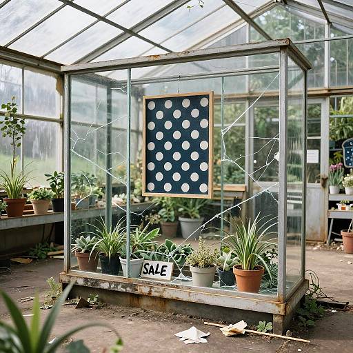 Trash Polka Art in Abandoned Greenhouse