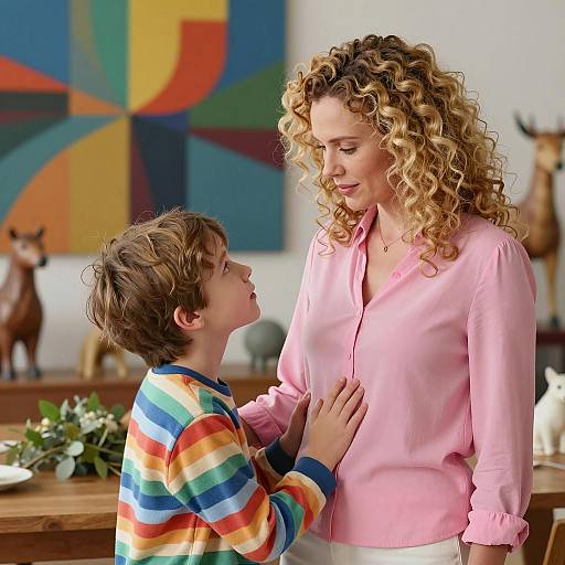 Tender Moment: Woman and Boy Together