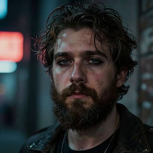 Moody Emo Portrait in Neon Urban