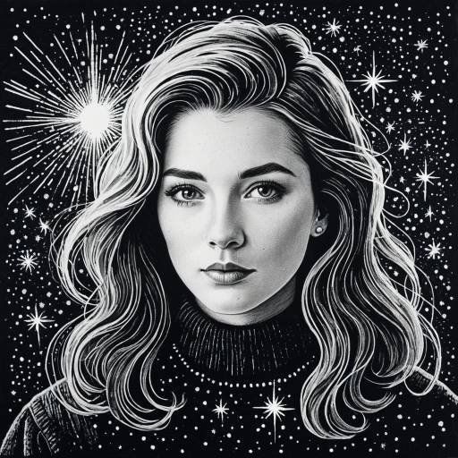 Monochrome Portrait with Star Cluster Background