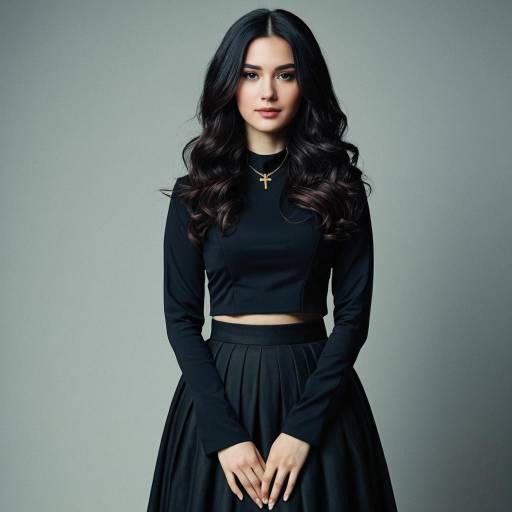 Elegant Woman in Modest Black Outfit